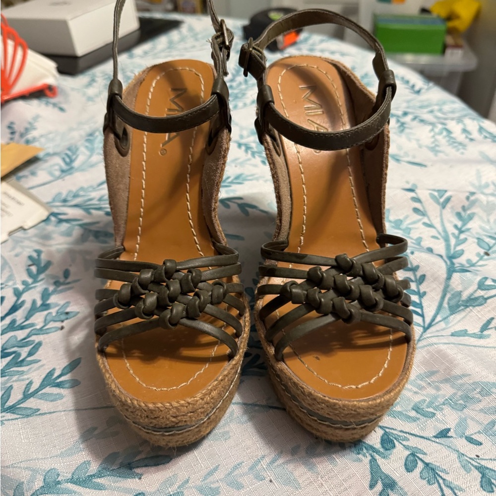 MIA Khaki Wedge Sandals